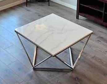 White Marble top coffee table for sale with chrome base