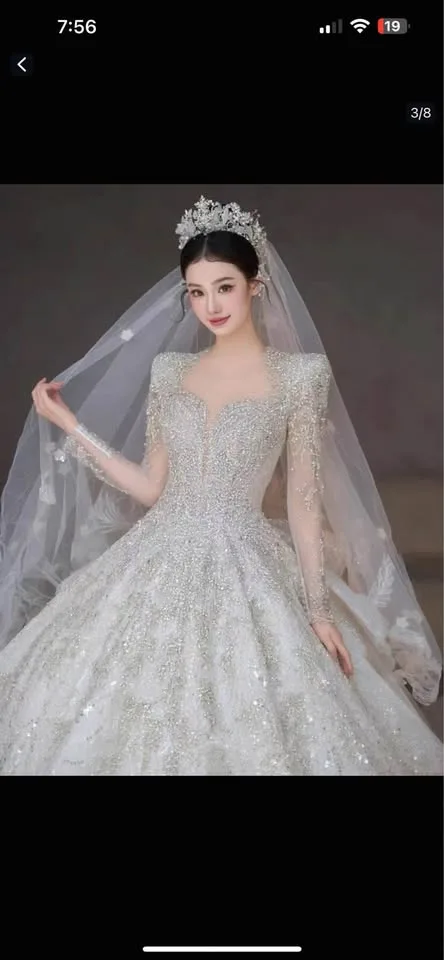 Beautiful trailing wedding dress! image indicator(3)