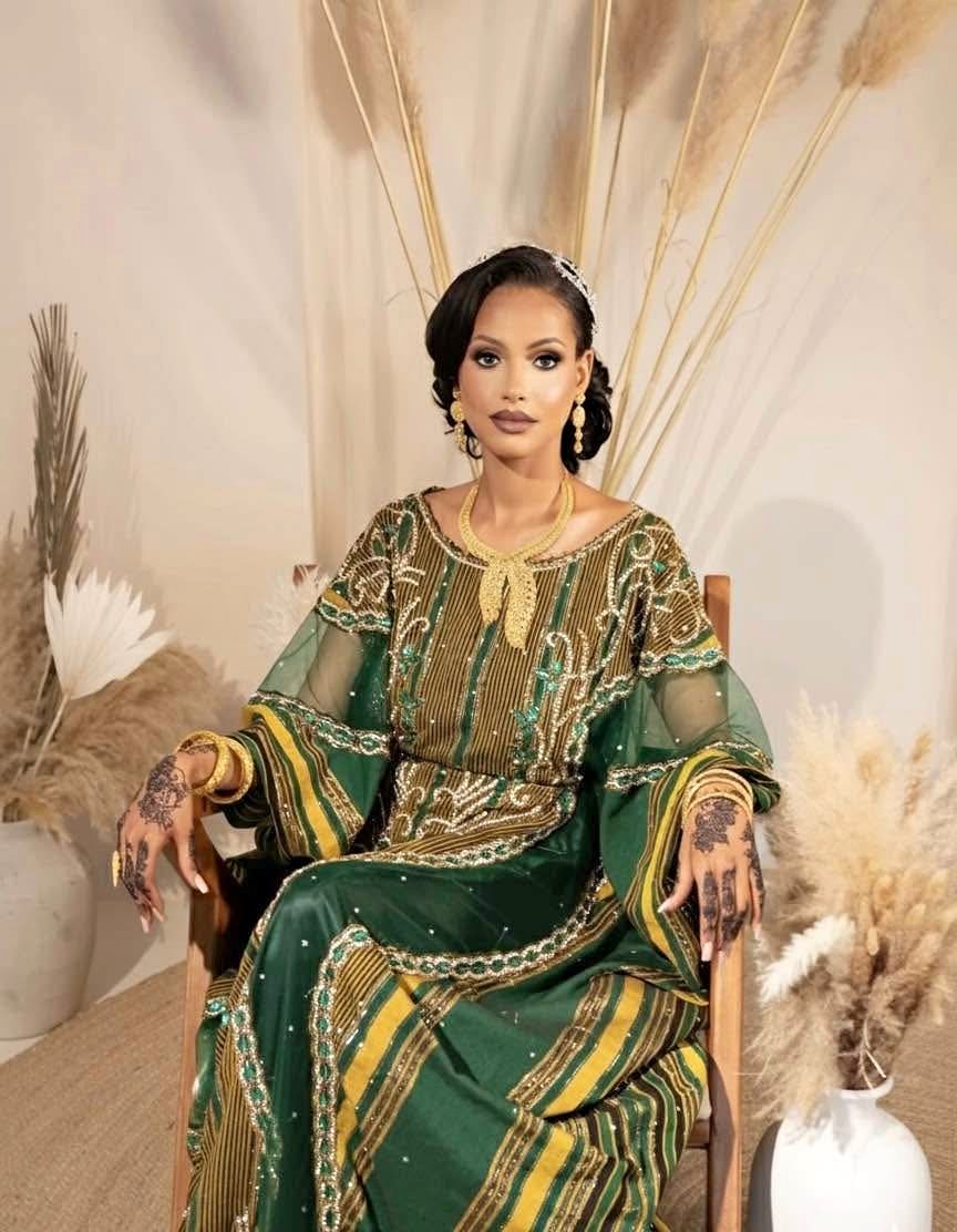 Traditional Somali hido iyo dhaqan bridal dress In blue