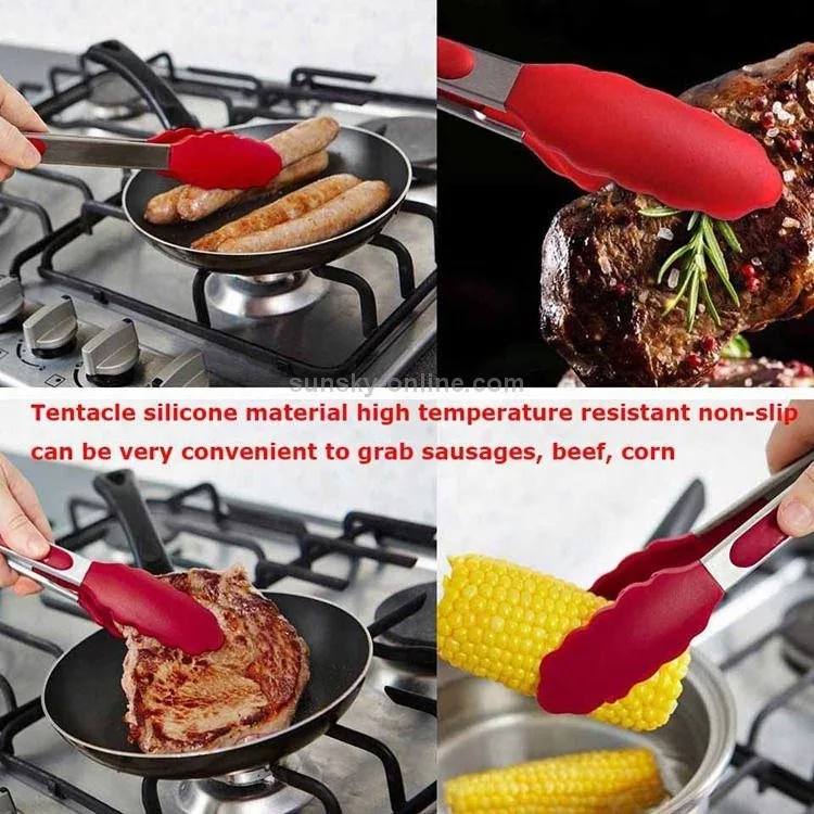 Kitchen Tongs Set – 2 Pack - Stainless Steel - RED image indicator(7)