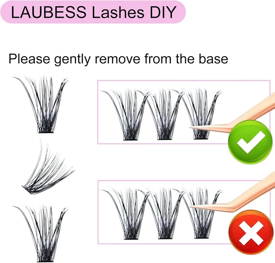 LAUBESS Cluster Lashes 240pcs Mixed Tray Black image indicator(2)
