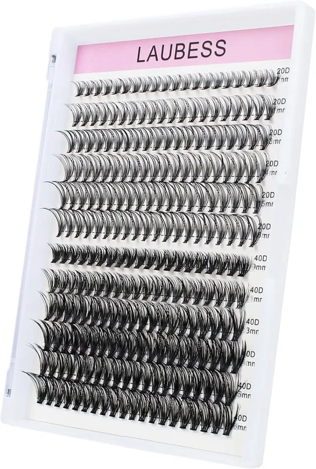 LAUBESS Cluster Lashes 240pcs Mixed Tray Black image indicator(5)