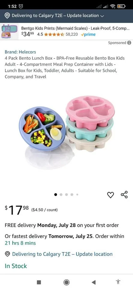 NEW 4-Pack Bento Lunch Boxes – Colourful & Eco-Friendly! image indicator(2)