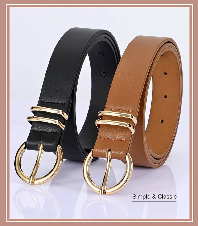 New Belts Woman Belt - (Black & Dark Beige/Light Brown)