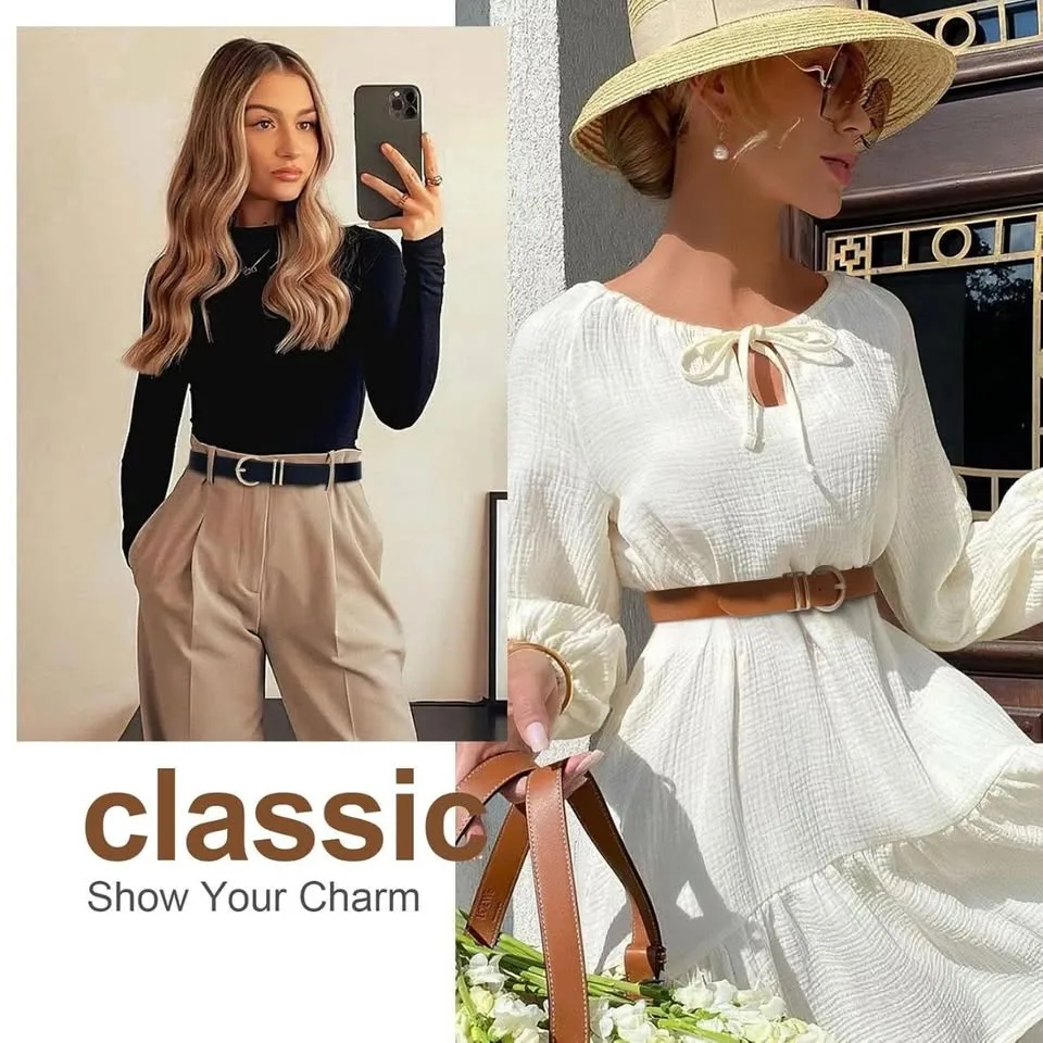 New Belts Woman Belt - (Black & Dark Beige/Light Brown) image indicator(6)