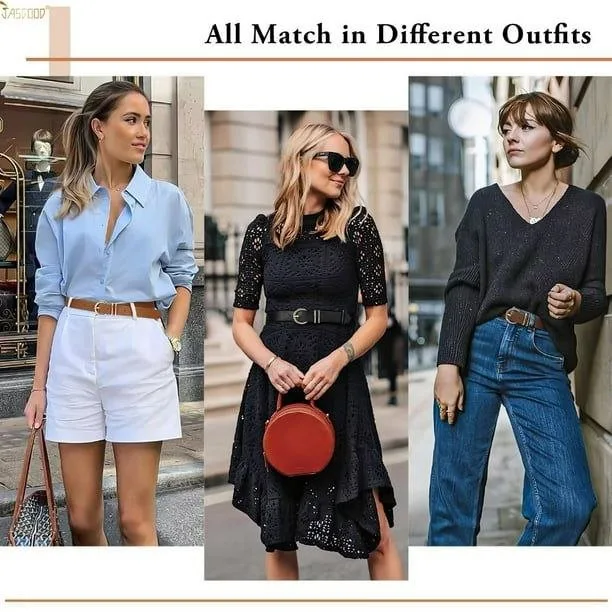 New Belts Woman Belt - (Black & Dark Beige/Light Brown) image indicator(7)