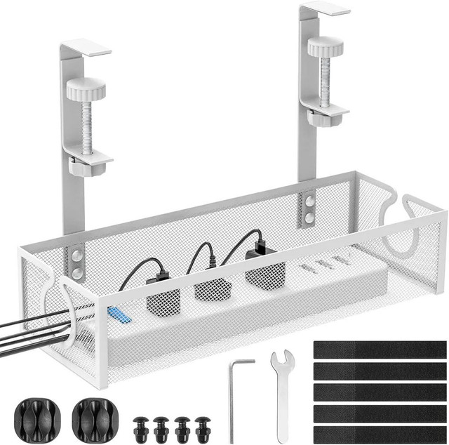 Under Desk Cable Management Tray – Metal Mesh Organizer