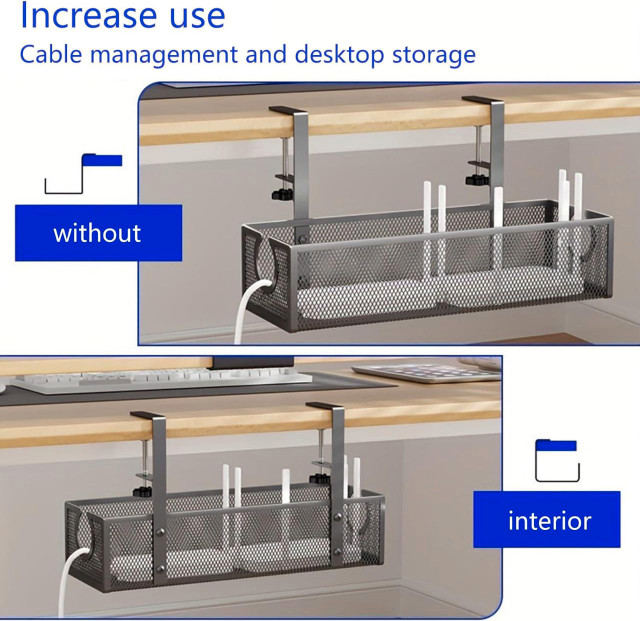 Under Desk Cable Management Tray – Metal Mesh Organizer - photo 5