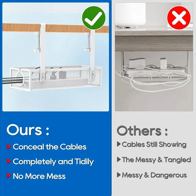 Under Desk Cable Management Tray – Metal Mesh Organizer image indicator(6)