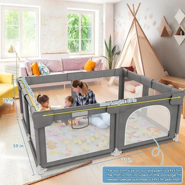 NEW Extra Large Baby Playpen 71×59x28inch Dry Pool Playground thumbnail