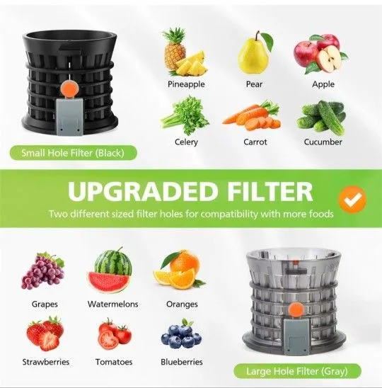 Cold Press Juicer, 5.3" Wide Feed Chute, Masticating Juicer image indicator(4)