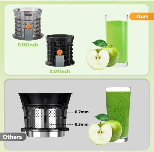 Cold Press Juicer, 5.3" Wide Feed Chute, Masticating Juicer image indicator(6)