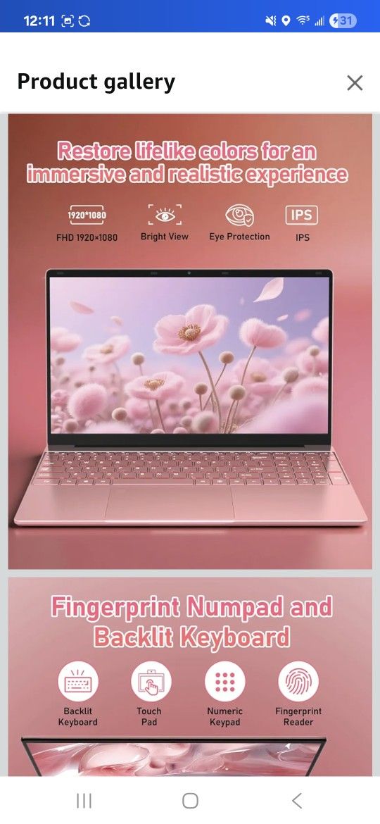 15.6" FHD Laptop Pink, 16GB RAM 512GB SSD - photo 3