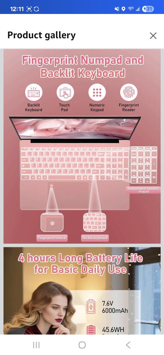 15.6" FHD Laptop Pink, 16GB RAM 512GB SSD - photo 4