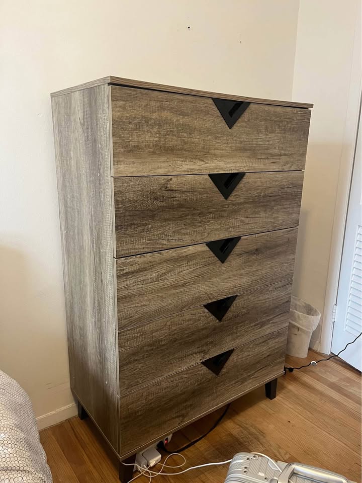 Grey/brown wood tall dresser - photo 2