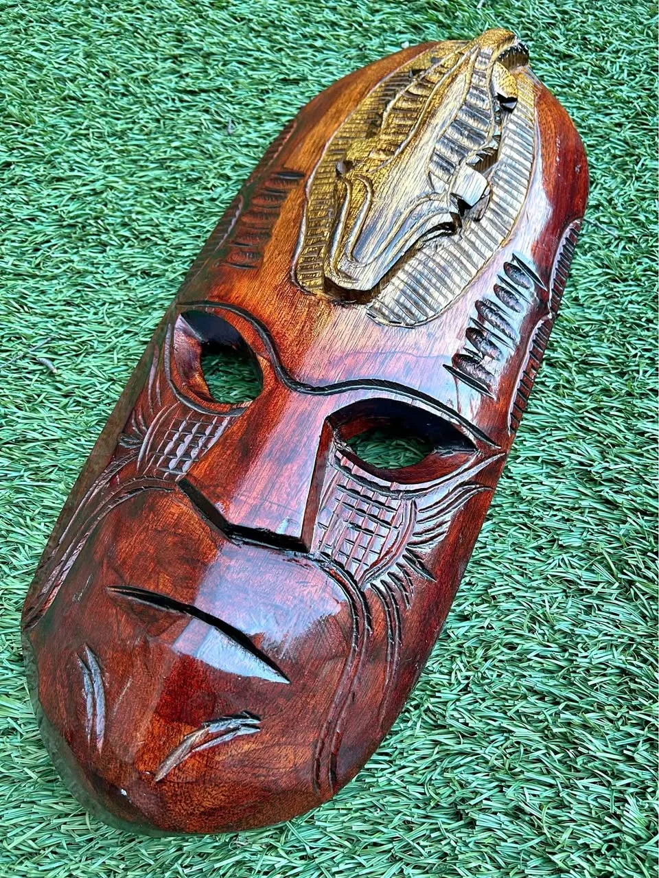 Vintage Fiji Hand-Carved Wooden Tribal Mask 18” thumbnail