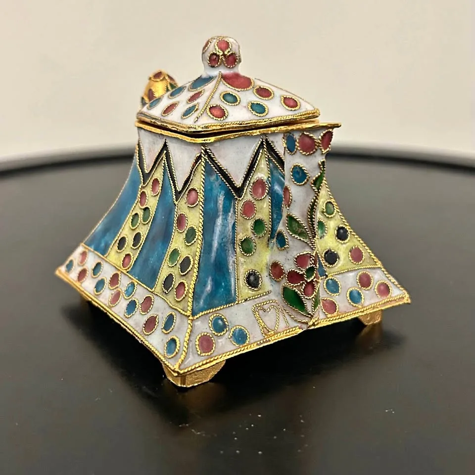 Vintage Chinese Cloisonné Teapot - Enamel Design 2,5” thumbnail
