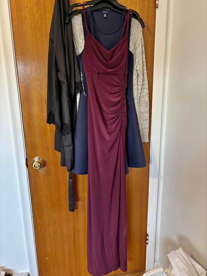 Burgundy gown from Le Chateau