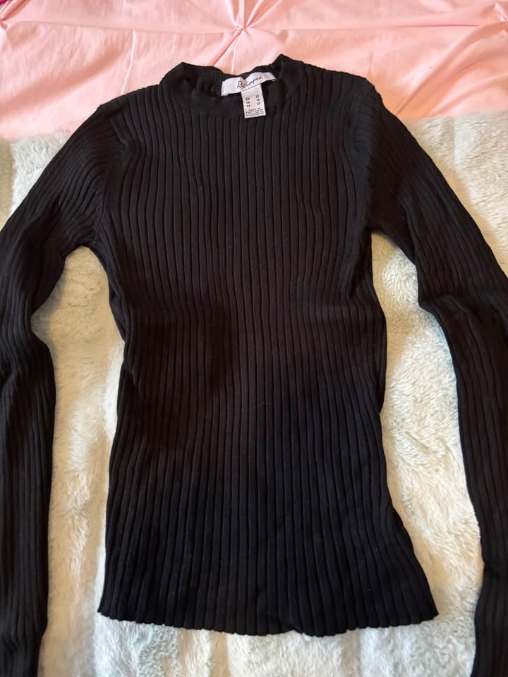Black Ribbed crewneck sweater - photo 3
