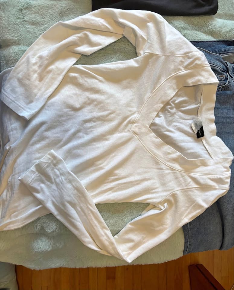 White V neck top from stitches