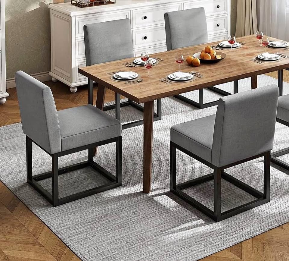 AMERLIFE Mid Century Linen Dining Chairs (Set of 2)