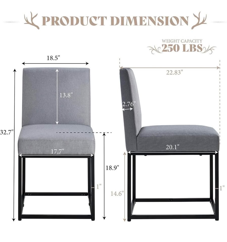AMERLIFE Mid Century Linen Dining Chairs (Set of 2) - photo 2