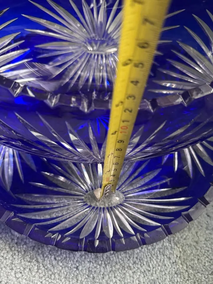 Vintage Cobalt Crystal Oval Bowl and Plate image indicator(6)