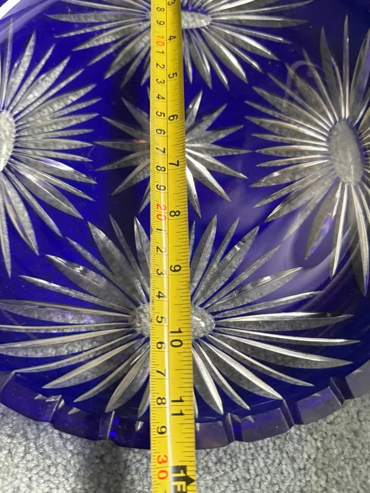 Vintage Cobalt Crystal Oval Bowl and Plate image indicator(7)