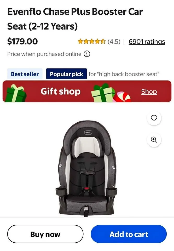 Evenflo chase plus booster car seat thumbnail