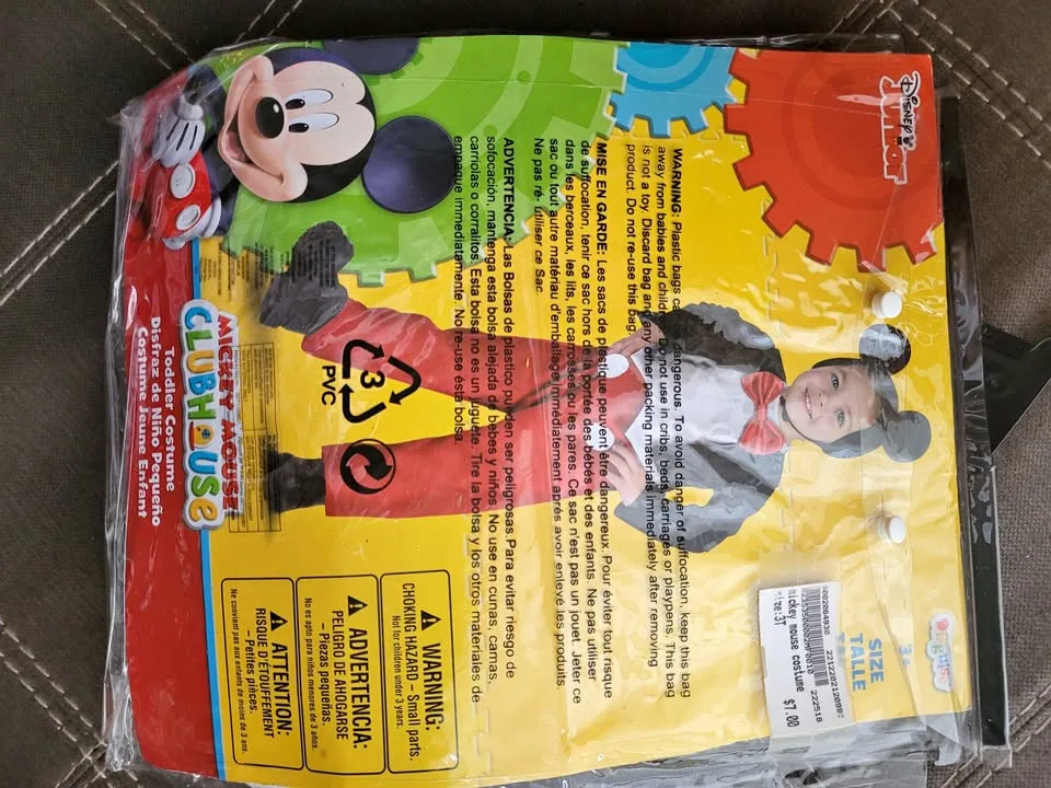 Mickey Mouse Costume, 3T