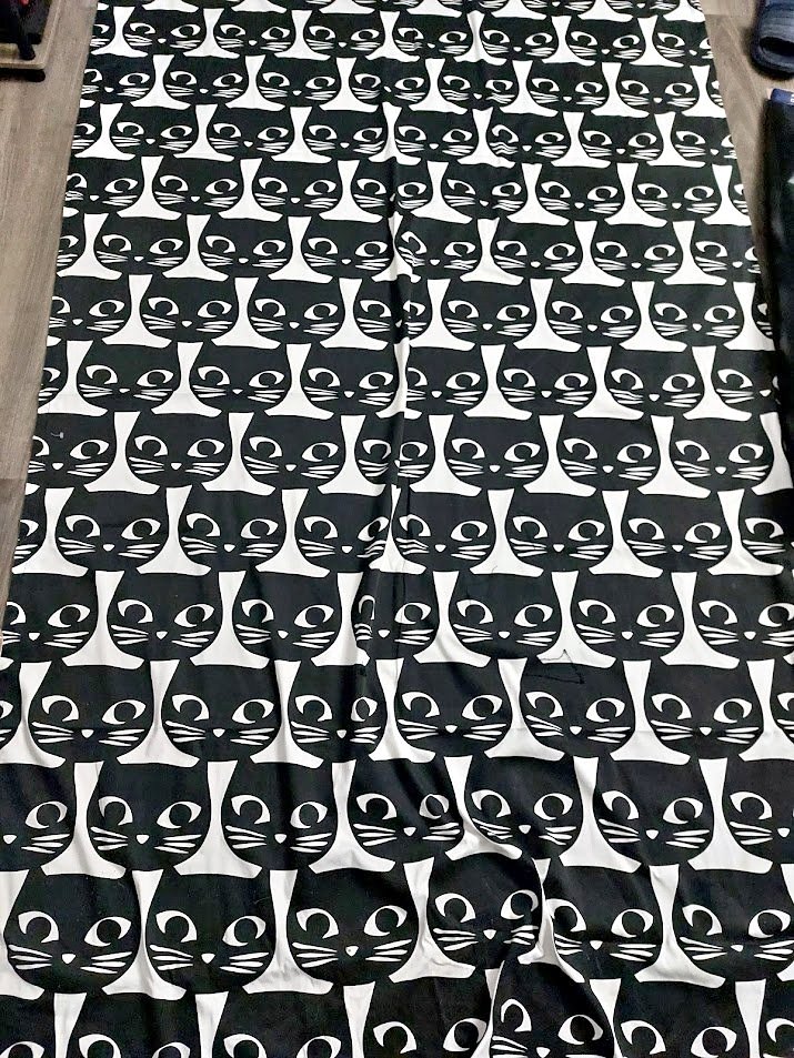 Black and White Cat Curtain (2pcs) - 98 x 57 inches