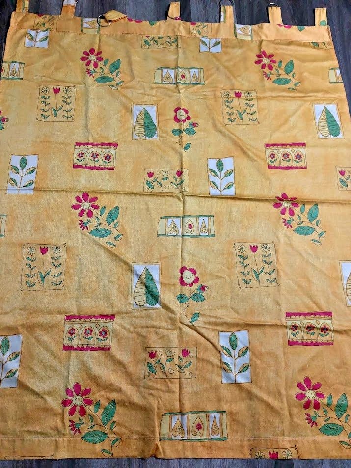 Flowery Yellow Curtain (1pc) - 60 x 51 inches