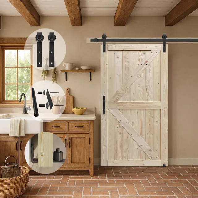 Barn Door with Installation Hardware Kit 22 x 84 image indicator(3)