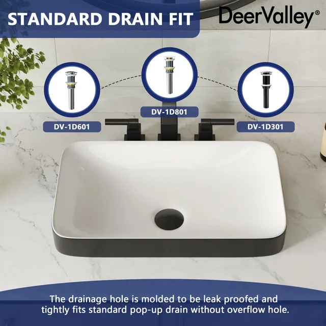 DeerValley Ally 19" x 12" Drop-In Bathroom Sink image indicator(6)