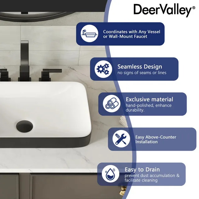 DeerValley Ally 19" x 12" Drop-In Bathroom Sink image indicator(7)