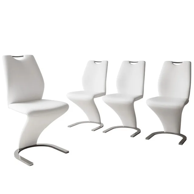 Modern Faux Leather 'z' Leg Dining Chairs (Set of 4) thumbnail