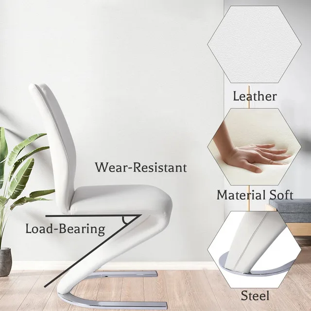 Modern Faux Leather 'z' Leg Dining Chairs (Set of 4) image indicator(6)