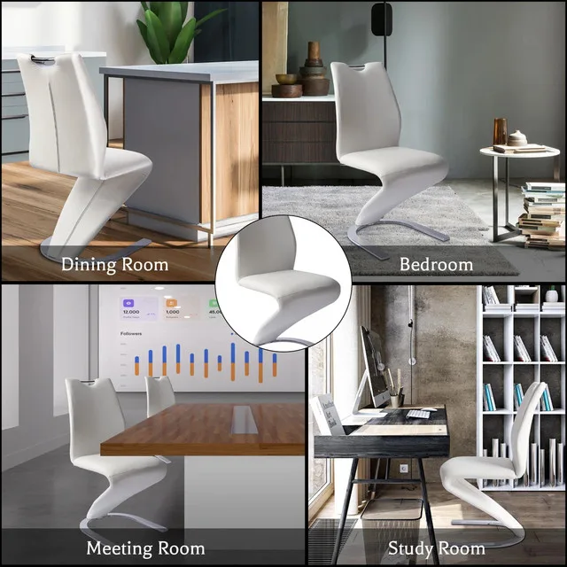 Modern Faux Leather 'z' Leg Dining Chairs (Set of 4) image indicator(7)