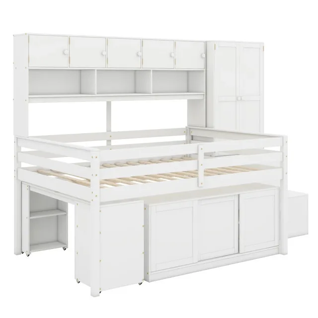 Jawonna Wooden Loft Bed With Under-Bed Desk image indicator(4)