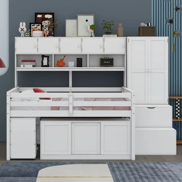 Jawonna Wooden Loft Bed With Under-Bed Desk image indicator(6)