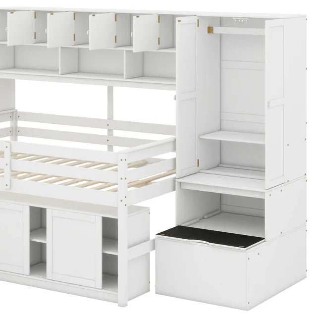 Jawonna Wooden Loft Bed With Under-Bed Desk image indicator(9)