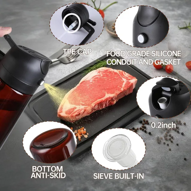 VESSION Olive Oil Dispenser and Sprayer 16oz/470ml image indicator(3)