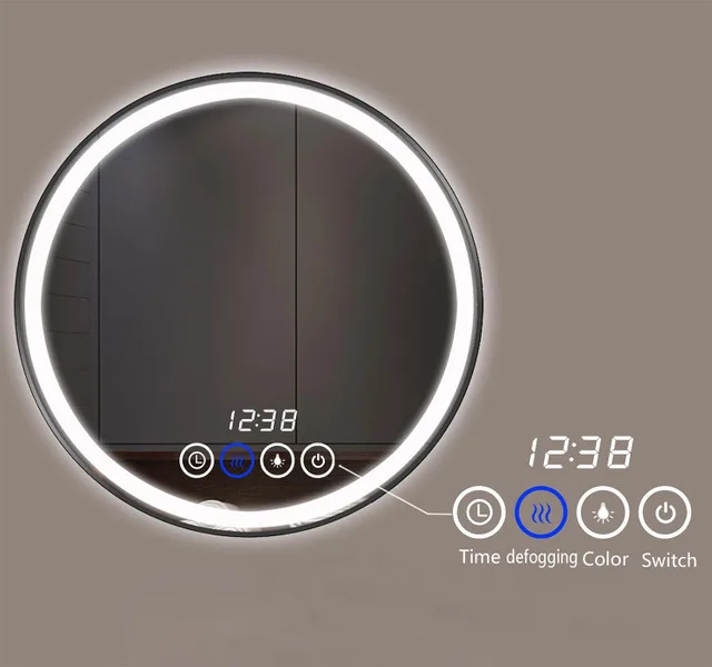 Round LED Bathroom Mirror with Lights (Black, 26" x 26") thumbnail
