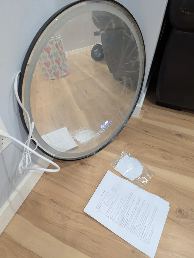 Round LED Bathroom Mirror with Lights (Black, 26" x 26") image indicator(4)