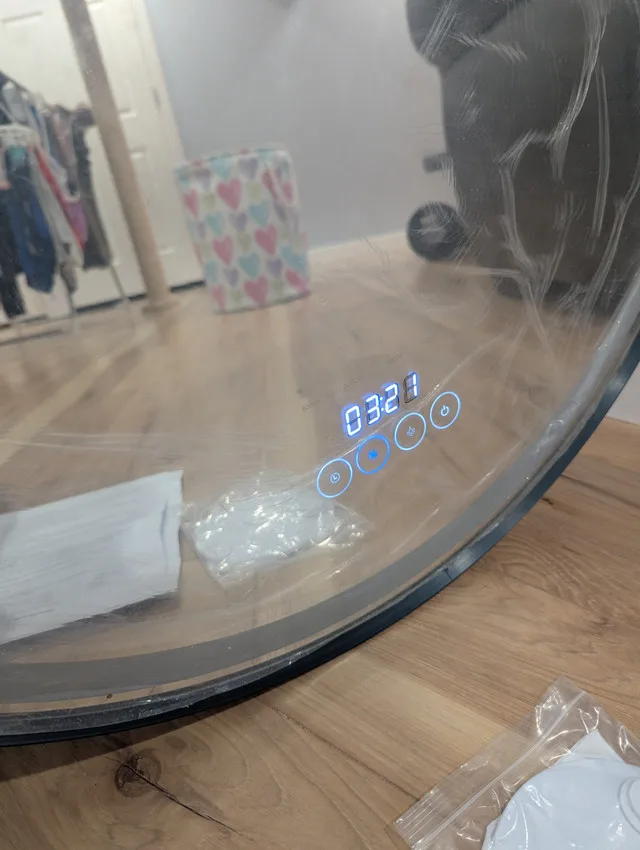 Round LED Bathroom Mirror with Lights (Black, 26" x 26") image indicator(5)