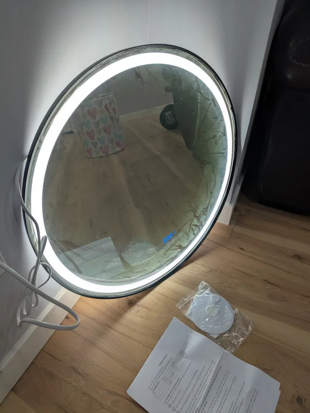 Round LED Bathroom Mirror with Lights (Black, 26" x 26") image indicator(6)