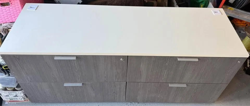 Grey Lateral File Cabinet wooden Credenza image indicator(2)