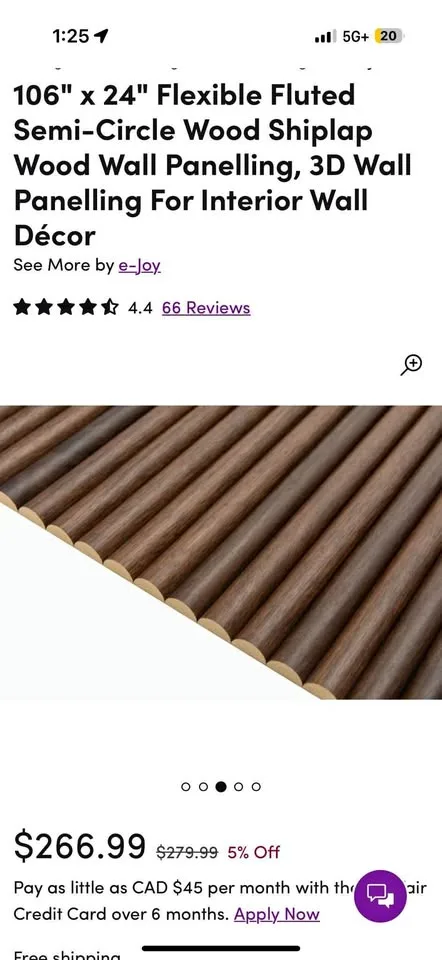 106" x 24" Flexible Fluted Wood Wall Panelling thumbnail