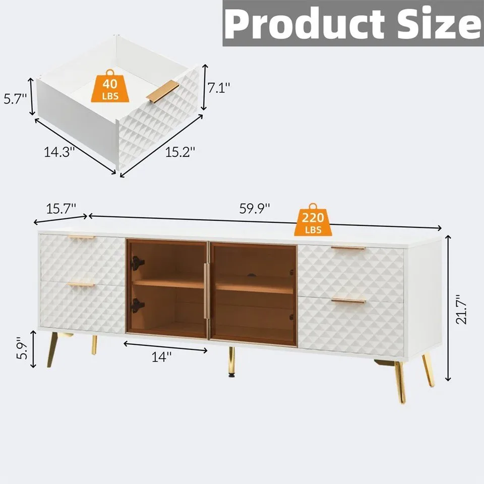 WHITE MERCER41 60" TV CABINET image indicator(2)