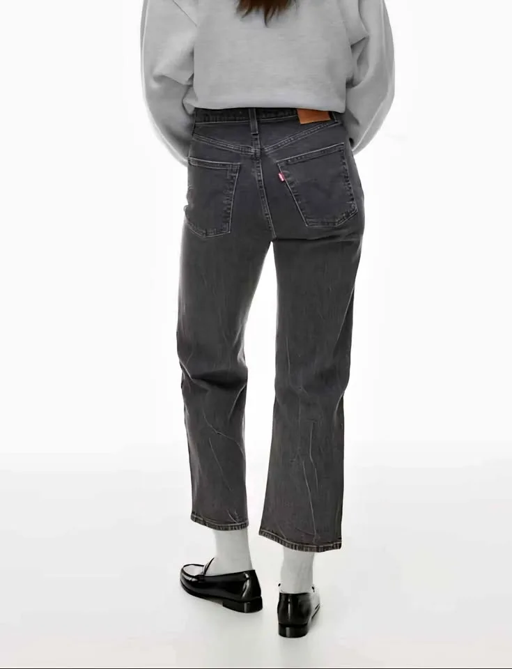Size 28 Levis Ribcage Straight Ankle Dark Gray Women's Jeans